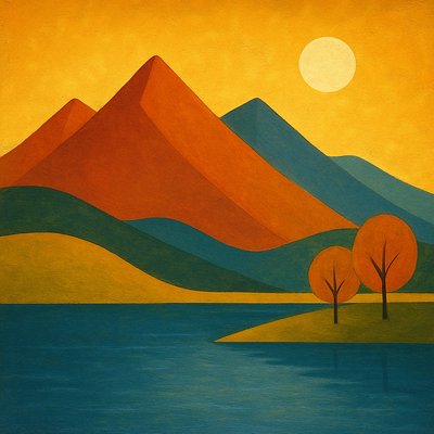 serene landscape with mountains and water