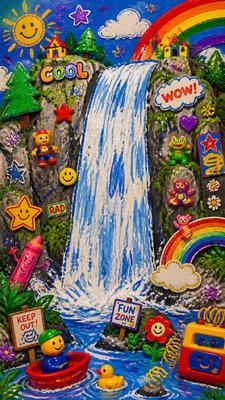 towering waterfall cascading down a cliff
