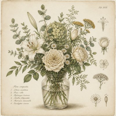 bouquet of flowers in a glass vase