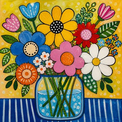 bouquet of flowers in a glass vase