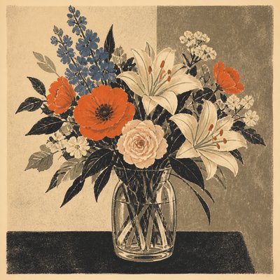 bouquet of flowers in a glass vase