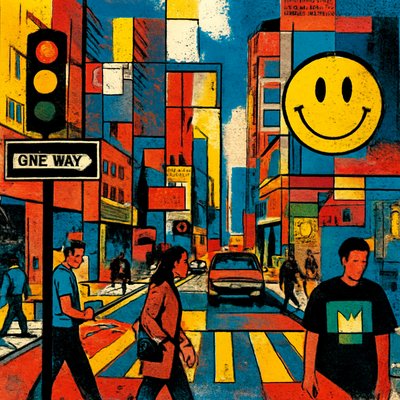 urban street with city activity