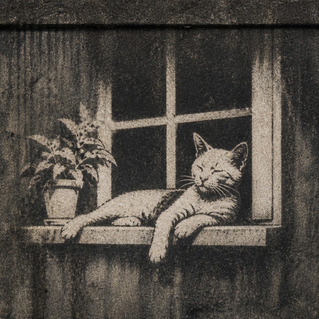 a cat lounging in a sunlit window