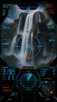 towering waterfall cascading down a cliff