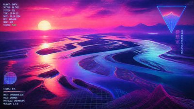 a wide river delta seen from above at sunset, no people