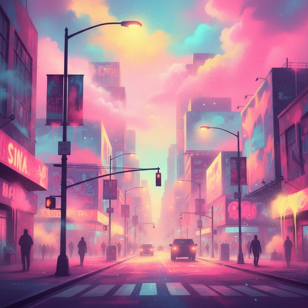 Busy urban city street