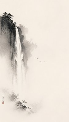 towering waterfall cascading down a cliff