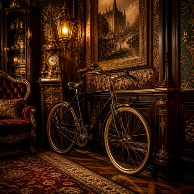 bicyle resting against a wall — Victorian Furniture Art