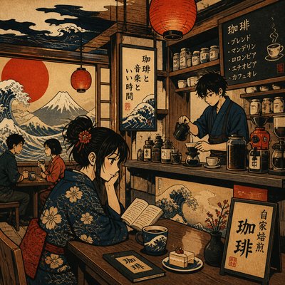 cozy cafe interior with warm lighting