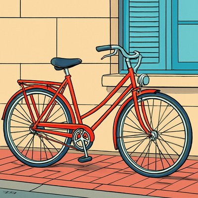bicyle resting against a wall