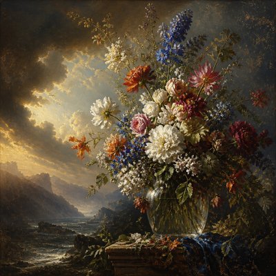 bouquet of flowers in a glass vase