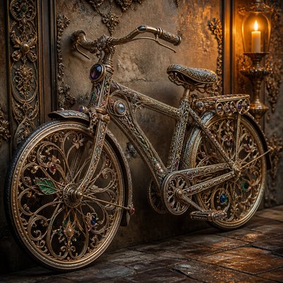 bicyle resting against a wall — Vintage Jewelry Design