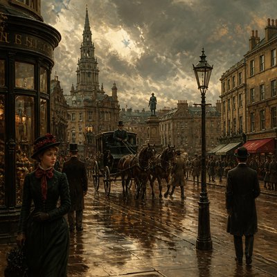 urban street with city activity