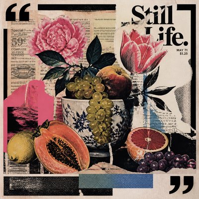 still life arrangement of fruits and flowers