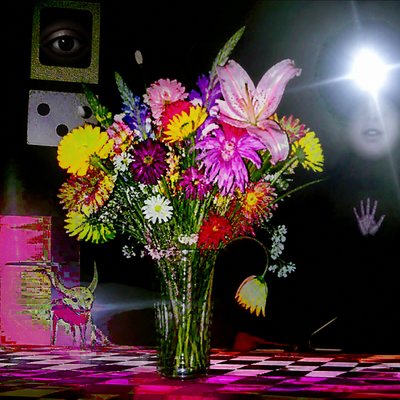 bouquet of flowers in a glass vase