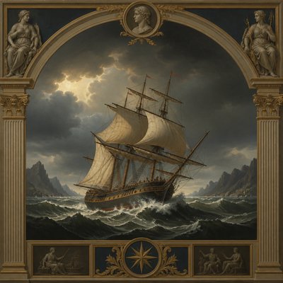 sailing ship on a stormy sea