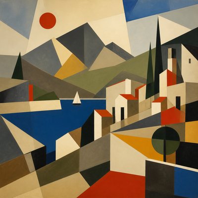 wide landscape with natural scenery — Modernist Art Style
