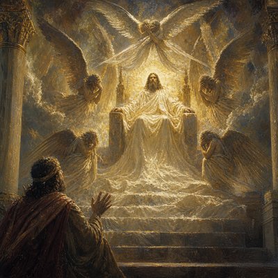 In the year King Uzziah died, I saw the Lord seated on a high and lofty throne, with the train of his garment filling the temple. Seraphim were stationed above; each of them had six wings: with two they veiled their faces, with two they veiled their feet, and with two they hovered aloft.They cried one to the other, “Holy, holy, holy is the LORD of hosts! All the earth is filled with his glory!” Isaiah 6:1-3