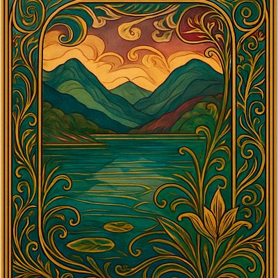 serene landscape with mountains and water