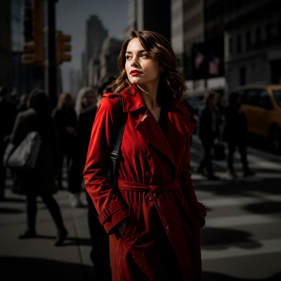 urban street with city activity — Dramatic Emphasis Art Style
