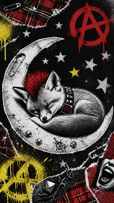 a sleeping baby fox curled on a crescent moon among soft stars, gentle and warm, no text