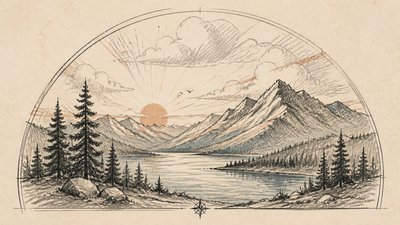 sweeping panoramic landscape with a dramatic sky