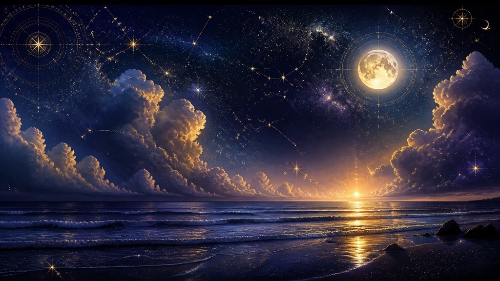 a panoramic ocean horizon with towering clouds at golden hour, no people