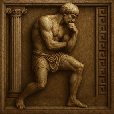 a painting of a man sitting in a niche