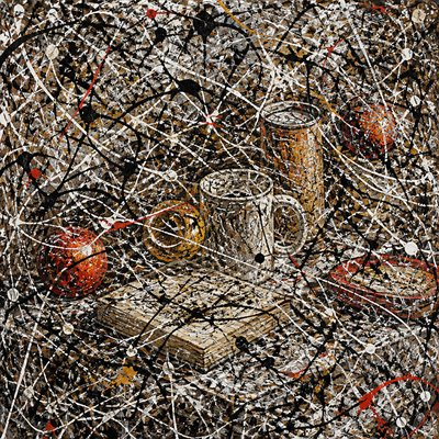 still life with everyday objects — Action Painting Art Style