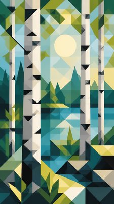 a serene birch forest in soft morning light, no people, no text