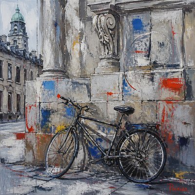 bicyle resting against a wall — Montreal Art Style