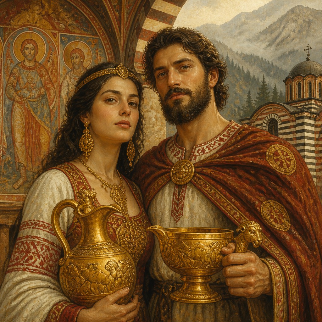 portrait of two people together — Bulgarian Art Style