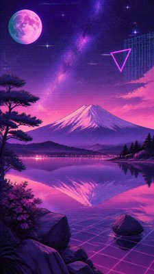 a tranquil mountain lake beneath a starry night sky, no people, no text