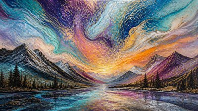 sweeping panoramic landscape with a dramatic sky