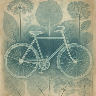 bicyle resting against a wall