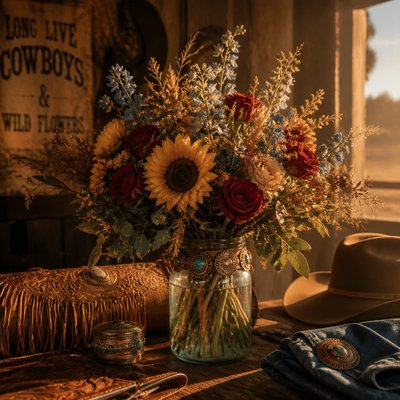 bouquet of flowers in a glass vase