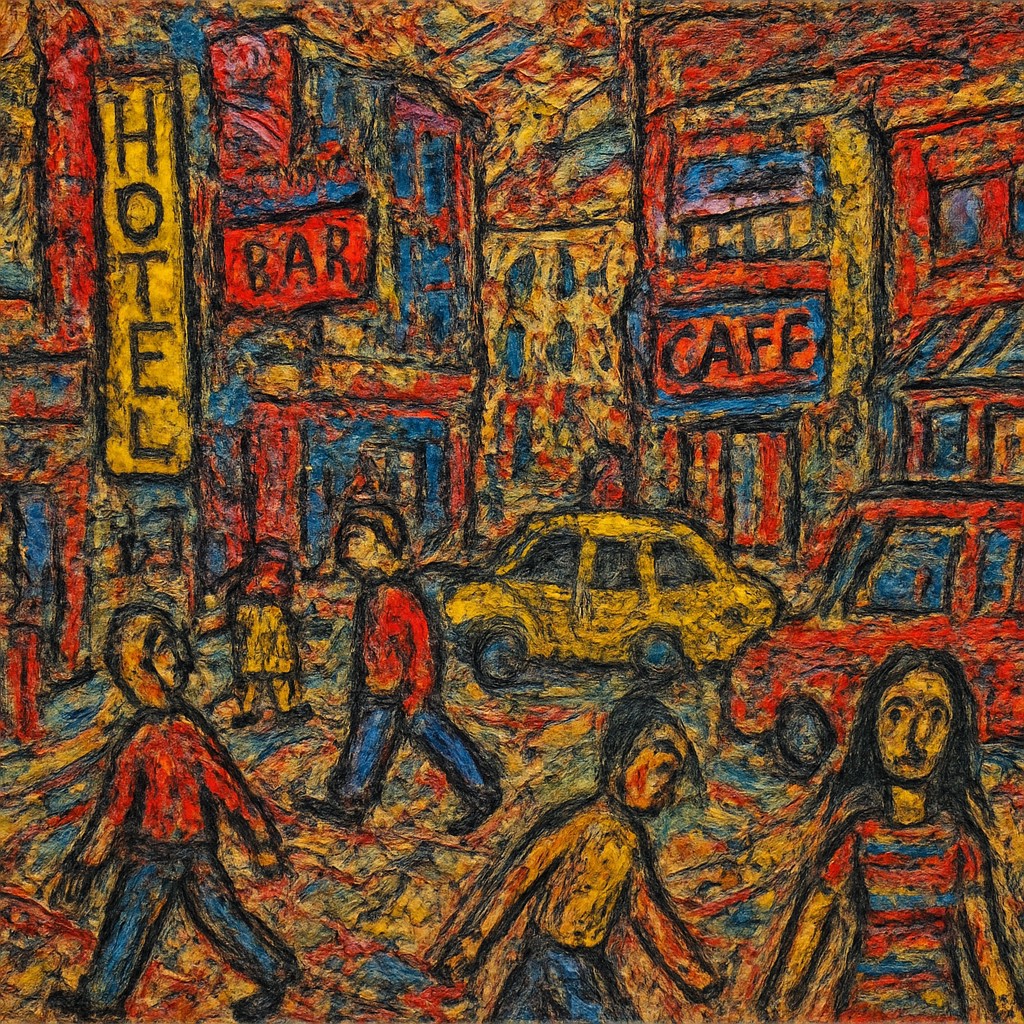 urban street with city activity