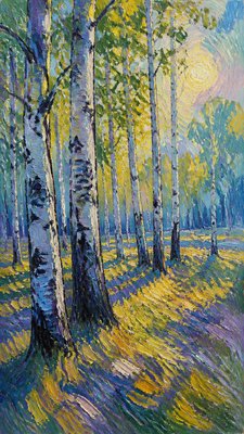 a serene birch forest in soft morning light, no people, no text
