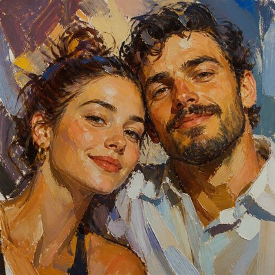 portrait of two people together — Alla Prima Painting Style