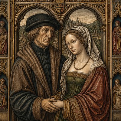 portrait of two people together — Nuremberg Art Style