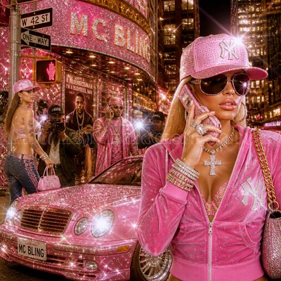 urban street with city activity — McBling Aesthetic
