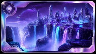 a cliffside city with waterfalls cascading into a misty canyon, wide establishing shot, no people, no text