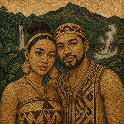 portrait of two people together — Dominica Art Style