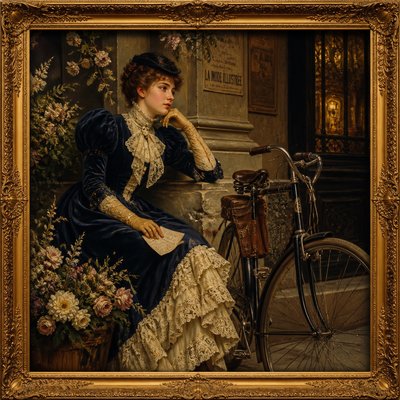bicyle resting against a wall — Victorian Art Style