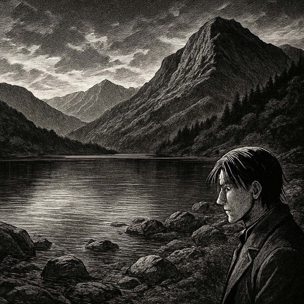 serene landscape with mountains and water