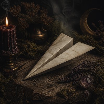 a paper plane, clean minimal composition on a plain background, no text