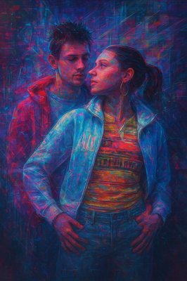 a painting of a man and a woman