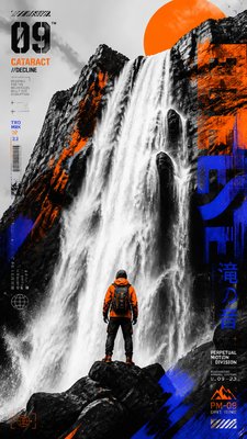 towering waterfall cascading down a cliff