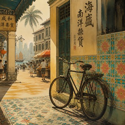bicyle resting against a wall
