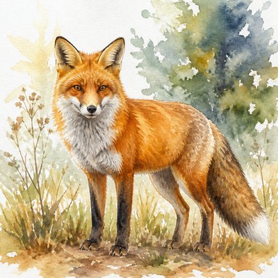 animal standing in natural pose — Watercolor Painting Style
